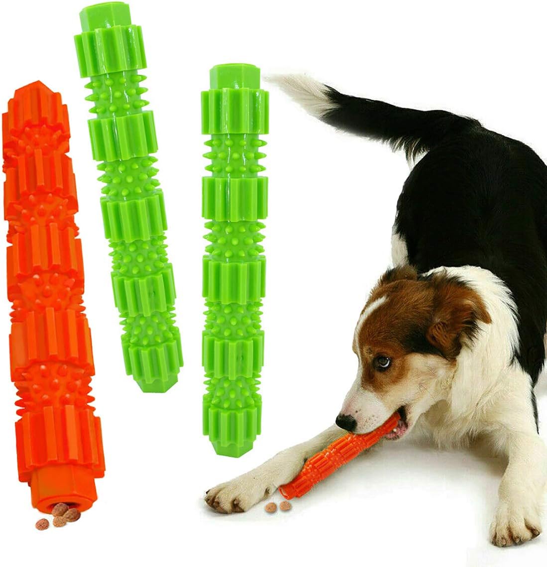 Dog Bone Chew Toys for Aggressive Chewers,Durable Dog Chew Tooth Cleaning Toy, Natural Rubber Dog Toothbrush Stick Effective Dog Tooth Cleaner for Small Medium Dog Pets Interactive Training Toys(3Pcs)