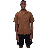 Theory Men's Noll Short Sleeve Camp Collar in Relaxed Linen