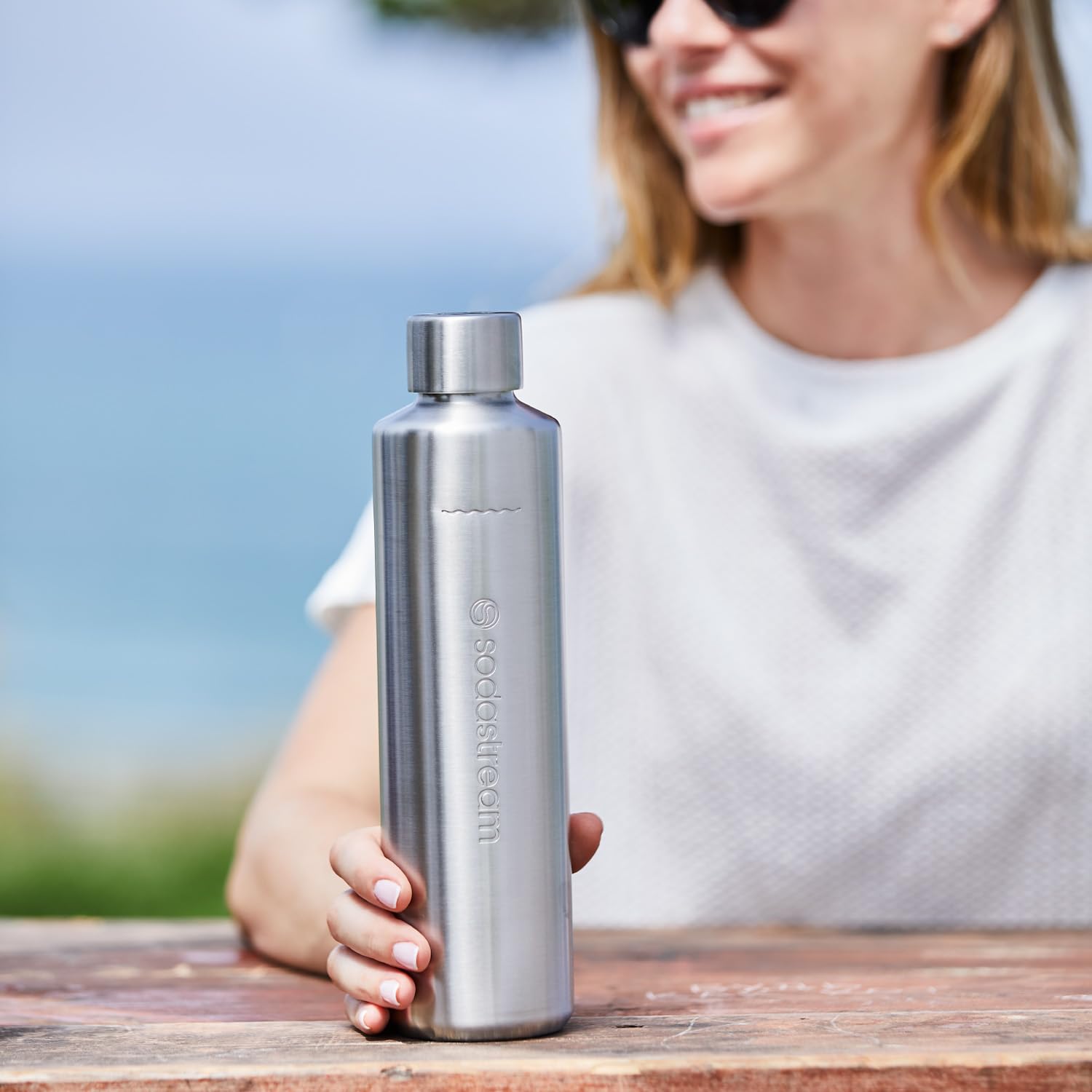 SodaStream 0,8L DUO Thermic Metallflasche Edelstahl | Spülmaschinengeeignet | Kompatibel mit DUO & E-DUO | Hält bis zu 12 Stunden warm & kalt | 1er-Pack 5