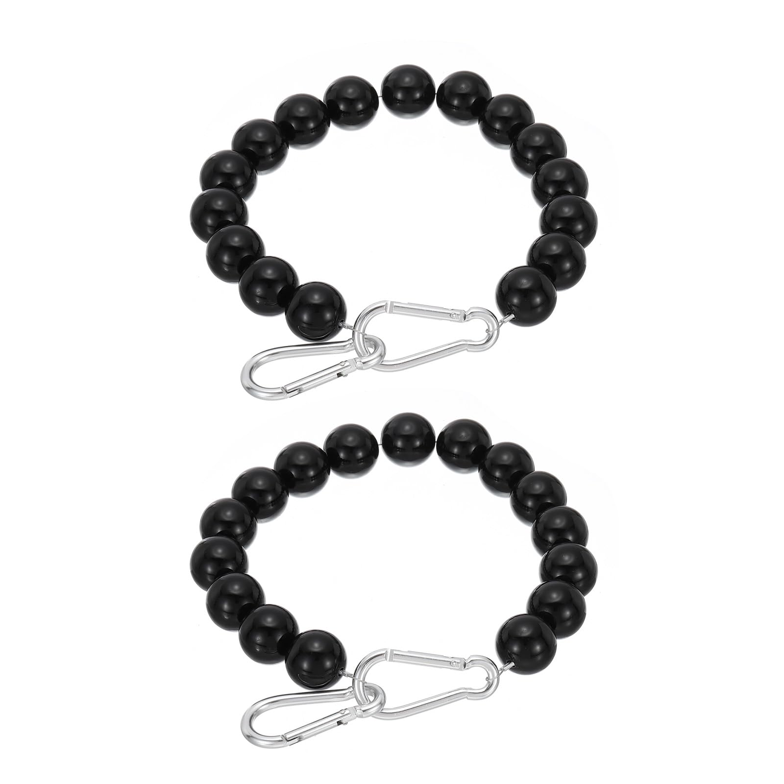 PATIKIL Flagpole Retainer Ring Flag Pole Accessories, 2 Pcs Flag Beaded Mount Ring Keep Flag Close to Pole Weight with Stainless Steel Cable for Indoor Outdoor Flagpole, Black, 4"