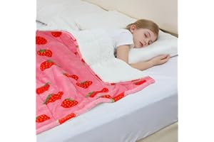 Aemicion Kids Weighted Blanket 7 pounds Twin Size 41"x 60",Soft Sherpa Fleece Heavy Blanket for Sleeping Perfect for 60-90lbs, Cute Strawberry Pink Weighted Throw Blanket as Gifts for Daughter Girls