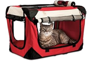 PetLuv - Happy Cat Premium Cat Carrier Soft Sided Foldable Top & Side Loading Pet Crate & Carrier Locking Zippers Shoulder Straps Seat Belt Lock Plush Pillow