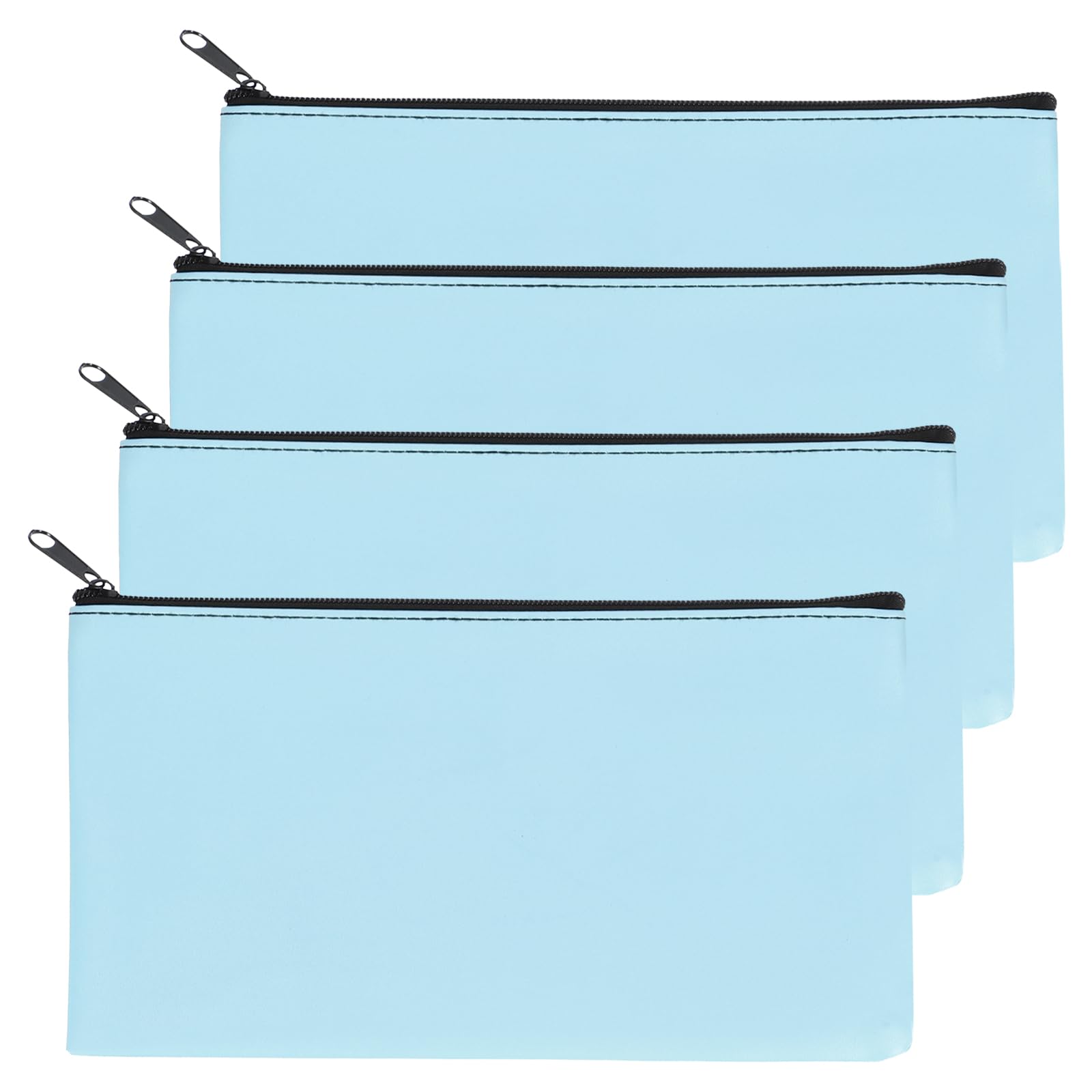 PATIKIL 11"x 6" Bank Deposit Bag, 4Pcs Money Bag Bank Bag Security Money Pouch Receipt Holder for Tickets Coin Makeup Cosmetics Bills, Sky Blue