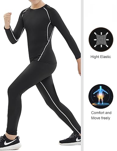 HOPLYNN Youth Boy's Compression Shirts, Long Sleeve Quick Dry Cold