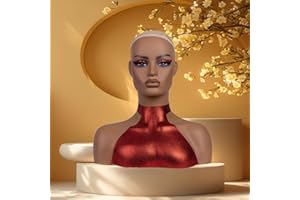 J&F CO. Realistic Europe and America Female Mannequin Head with Shoulder Display Manikin Heads Bust for Wigs,Makeup,Beauty Accessories