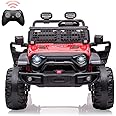 24V Kids Ride on 2 Seaters Electric Car with Remote Control, 2 * 120W Motors Battery Powered 20" Extra Large Seats+15.5" XL Wheels,LED Headlights, Front Storage, Bottle Holder, FM, Music for 3+ (Red)