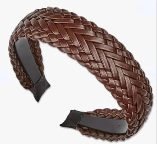 SCUNCI FAUX LEATHER BRAIDED HEADBAND