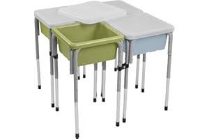 ECR4Kids 4-Station Sand and Water Adjustable Play Table, Sensory Bins, Fern Green/Powder Blue