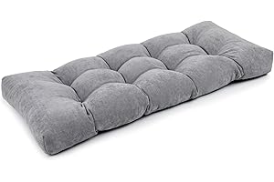 ROFIELTY Bench Cushion Tufted 2 Ties Bench Cushions for Indoor Furniture,for Window seat Cushions Indoor/Shoe Closet/Piano Bench (42x16x4, Light Grey)