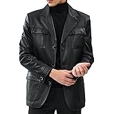Mens Soft Italian Leather Blazer - Vintage Style Real Lambskin Leather Regular Fit Sport Coat Blazer Jacket Men
