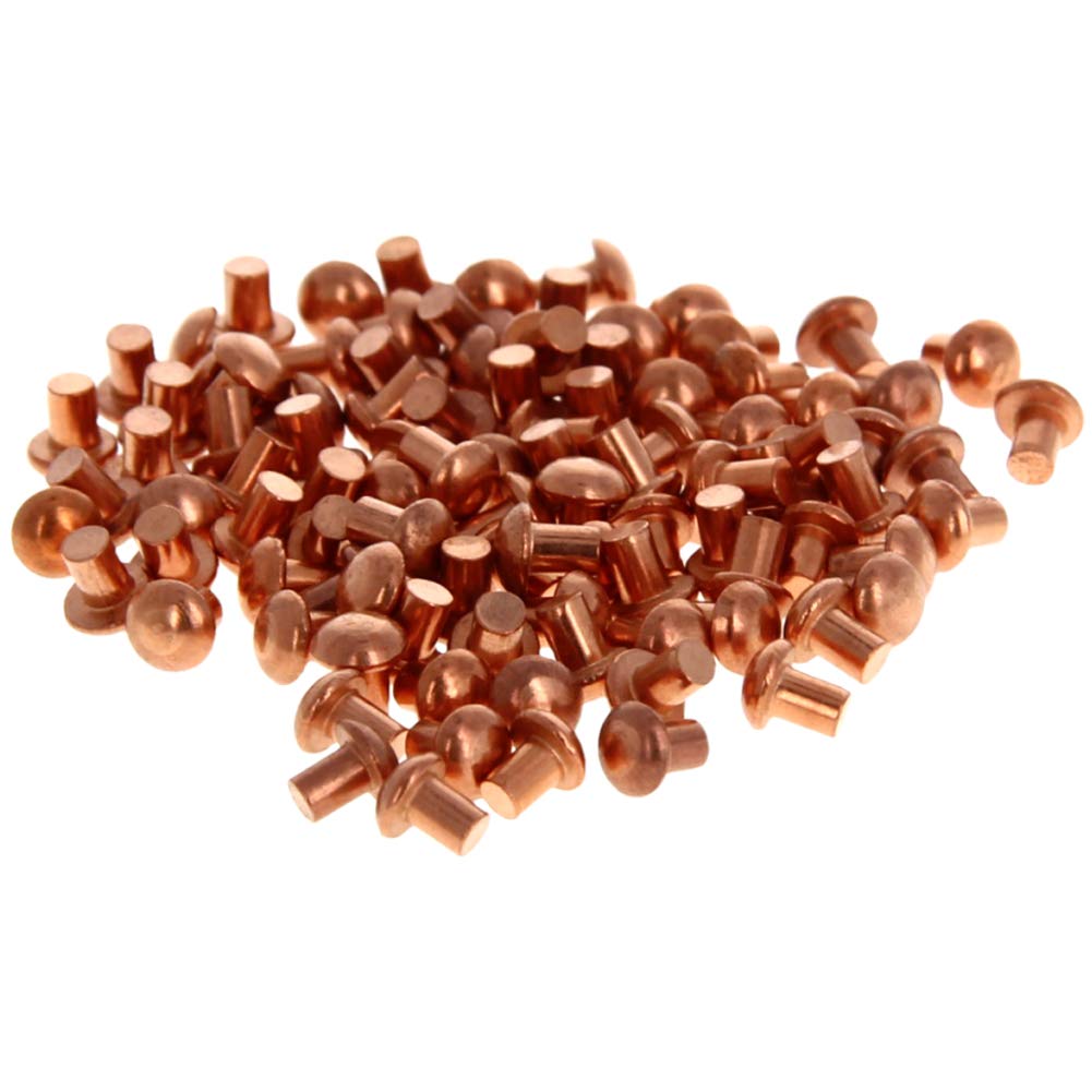 Aicosineg 200pcs 0.12" Length Copper Solid Rivets