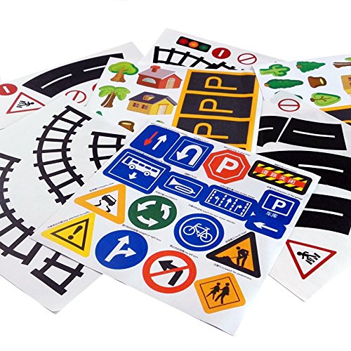 Play Road Tape Traffic Sign DIY Curves Tape 1.9" Width Railway Train Track Removable Sticker For Toy Car, Kids Development, Learning Play On Floor and Wall, Birthday and Holiday Gift