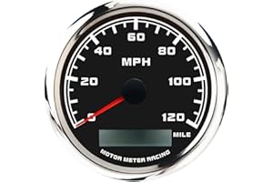 MOTOR METER RACING W Pro Series 110mm 4-3/8" GPS Speedometer Digital Odometer 120 MPH Black Dial White LED Waterproof for Car Truck Marine Boat Yacht