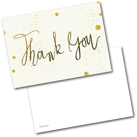 Doodlecards Thank You Cards Thankyou Gold & Cream Postcards Cards Pack
