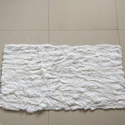 Seek4comfortable Real White Rex Rabbit Fur Throw