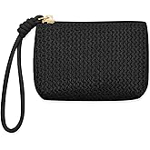 LJCZKA Straw Coin Purse for Women Small Straw Purse Zipper Clutch Wristlet Coin Wallet Bohemian Summer Beach Mini Pouch Bag (Black)