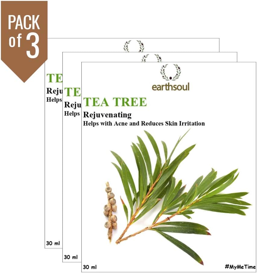 Earthsoul Tea Tree korean face mask sheets combo-Anti Agening, Moisturising & Acne Healing – Pack of 3 (30gm each)