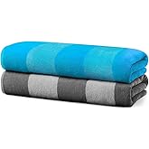 Kaufman - Ultrasoft, Plush 100% Combed Ring Spun Yarn Dye Waffle Weave Cotton Velour Oversized 30” x 60” Highly Absorbent Quick Dry, Colorful Striped Beach Pool and Bath Towel (Multicolor, 2 Pack)