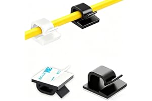 Topavatop 100 PCS Adhesive Cable Clips (Small, White&Black) Upgraded Wall Wire Holder, Strong Cord Clips, Cord Organizer for 