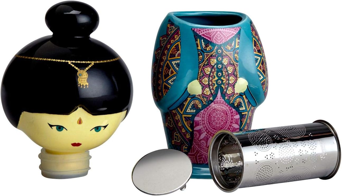 Amazon.com: teafan por eigenart – Muñecas de cerámica pintado a mano con colador de té: Kitchen \u0026 Dining