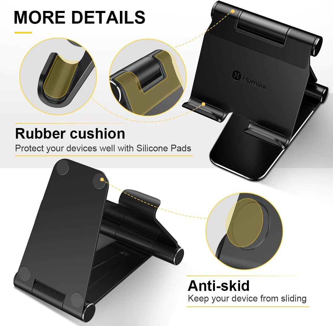 Humixx Tablet Stand, Dual Adjustable Phone Stand [Sturdy No-Slip/Shaking] Foldable Holder Dock Compatible with iPad Pro 12.9 Mini Air Samsung Galaxy Kindle Fire Nintendo Switch Pad 4-13 Inch Tablets: Home Audio & Theater