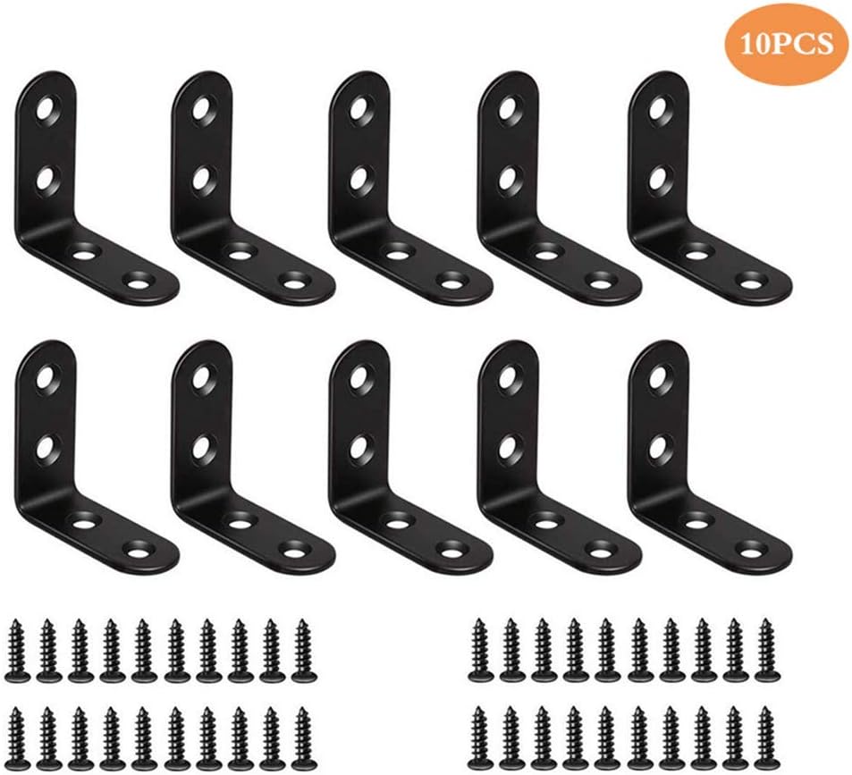 Repuhand 10 Pcs Corner Bracket L Right Angle Brackets 90 Degree Angle Braces with Screws for Wardrobes Cabinets,Furniture Making