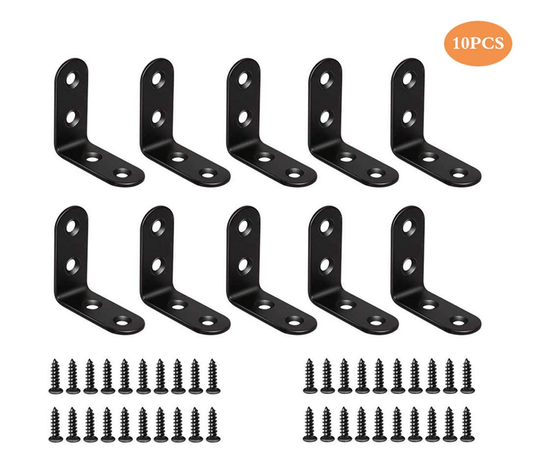 Repuhand 10 Pcs Corner Bracket L Right Angle Brackets 90 Degree Angle Braces with Screws for Wardrobes, Cabinets,Furniture Making, Reinforcing Something 40x40x17mm