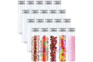 JNNZZGGU 20 Pcs 115ml Test Tubes,Clear Clear Plastic Test Tubes with Caps for Candy,Bath Salts,Spices,Dried Flowers and Party Decor