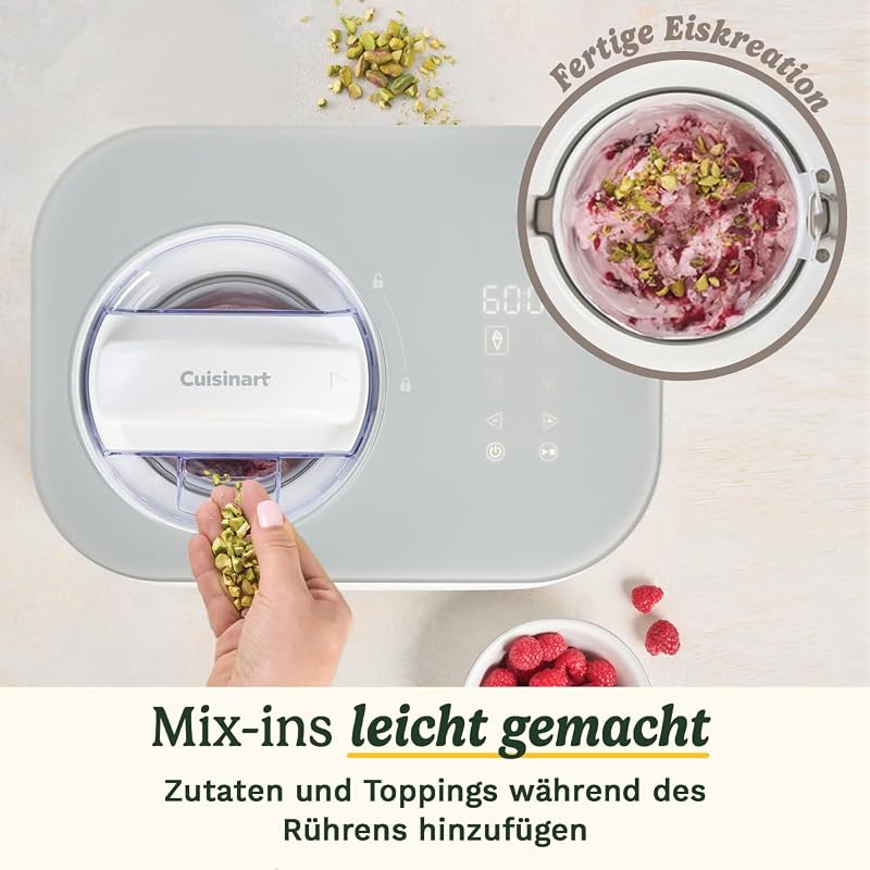 FreezeEase – Selbstkühlende Eismaschine | 3 Voreinstellungen | Eiscreme, Sorbet, Frozen Yoghurt | Kein Vorkühlen nötig | Fertig in 40 Minuten | Kühlhaltefunktion