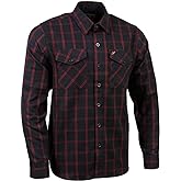 Milwaukee Leather MNG11665 Men's Black and Red Long Sleeve Cotton Flannel Shirt