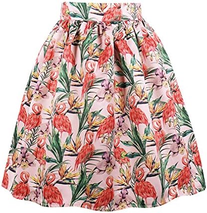 KILLREAL Women's Vintage Knee Length Flare Floral A Line Pleated Skirt