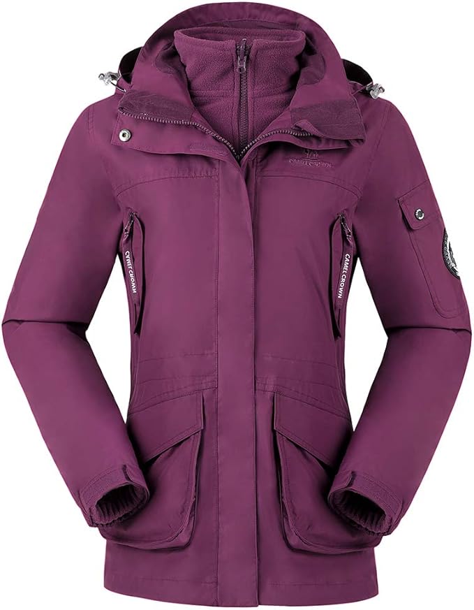 CAMEL CROWN Womens Waterproof Ski Jacket 3in1 Windbreaker Winter Coat