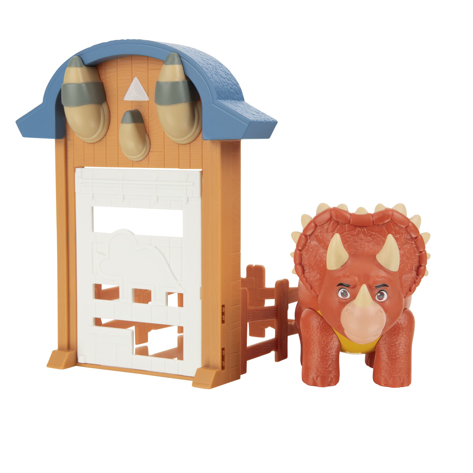 Dino Ranch Action Pack Featuring Triceratops - 4 Fence Pieces to Connect- Four Styles to Collect - Toys for Kids Featuring Your Favourite Pre-Westoric Ranchers