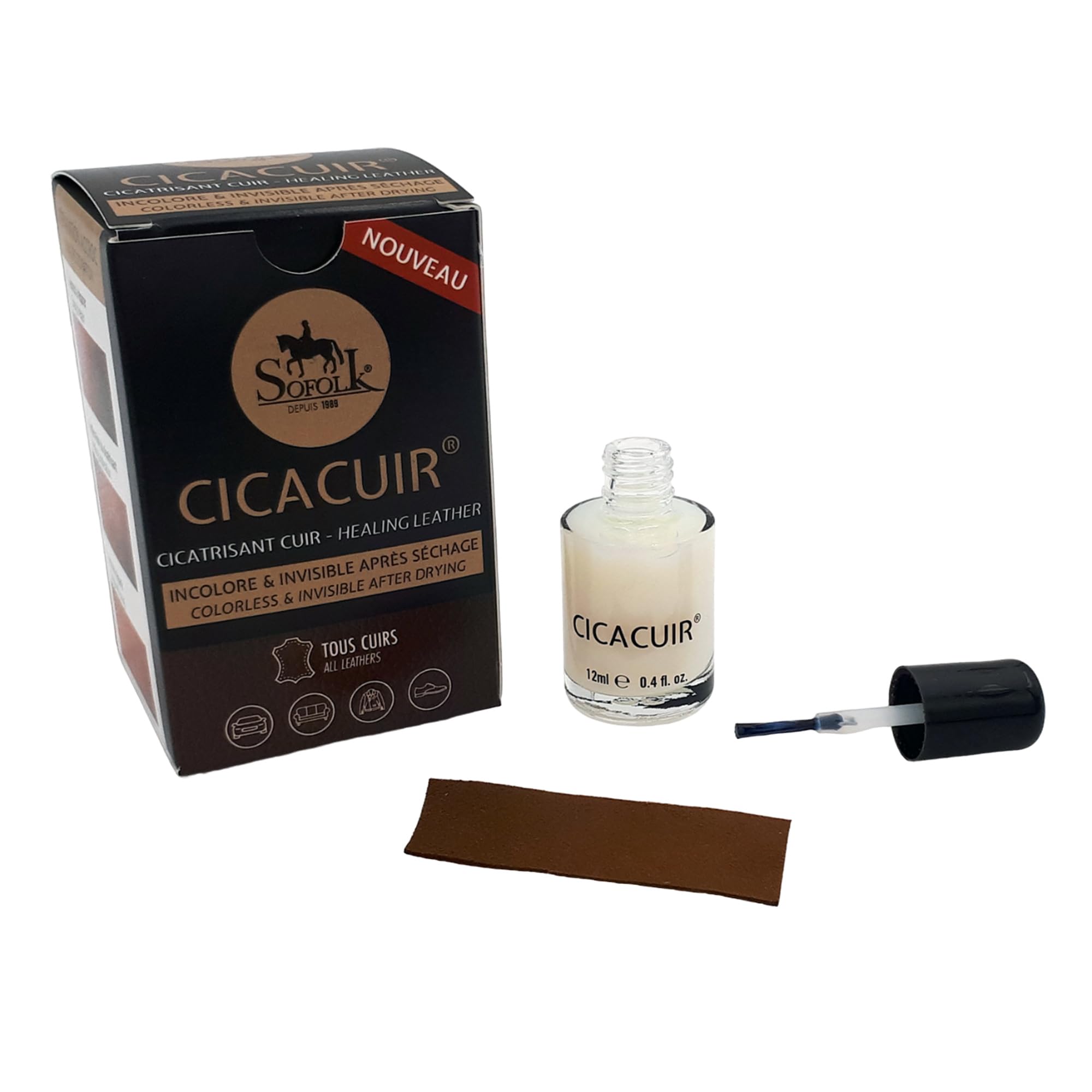 SOFOLK Since 1989 Healing Colourless Leather: Soda and repairs nicks, open tears and cuts