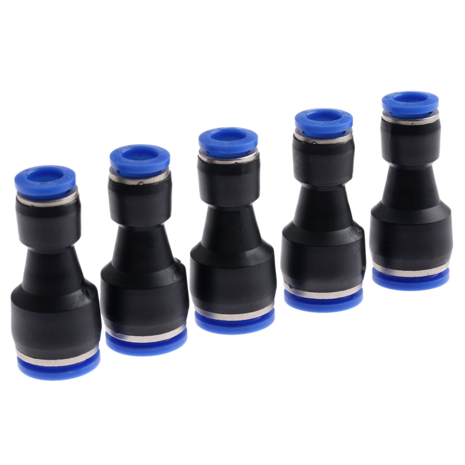 5pcs Pneumatic Fittings Push in Straight Reducer Connectors Water Hose Quick Connect，Reducer Union for Polyethylene for Air Water Hose PG12-8