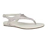 Guess Women's UNALI Flat Sandal, Ivory Logo 150, 5