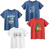 TABNIX Boys' 4-Pack Dino Crocodiles Short Sleeve Crewneck T-Shirts Top Tee 2-7 Years Toddler Boys' Value Pack Cotton T-Shirt