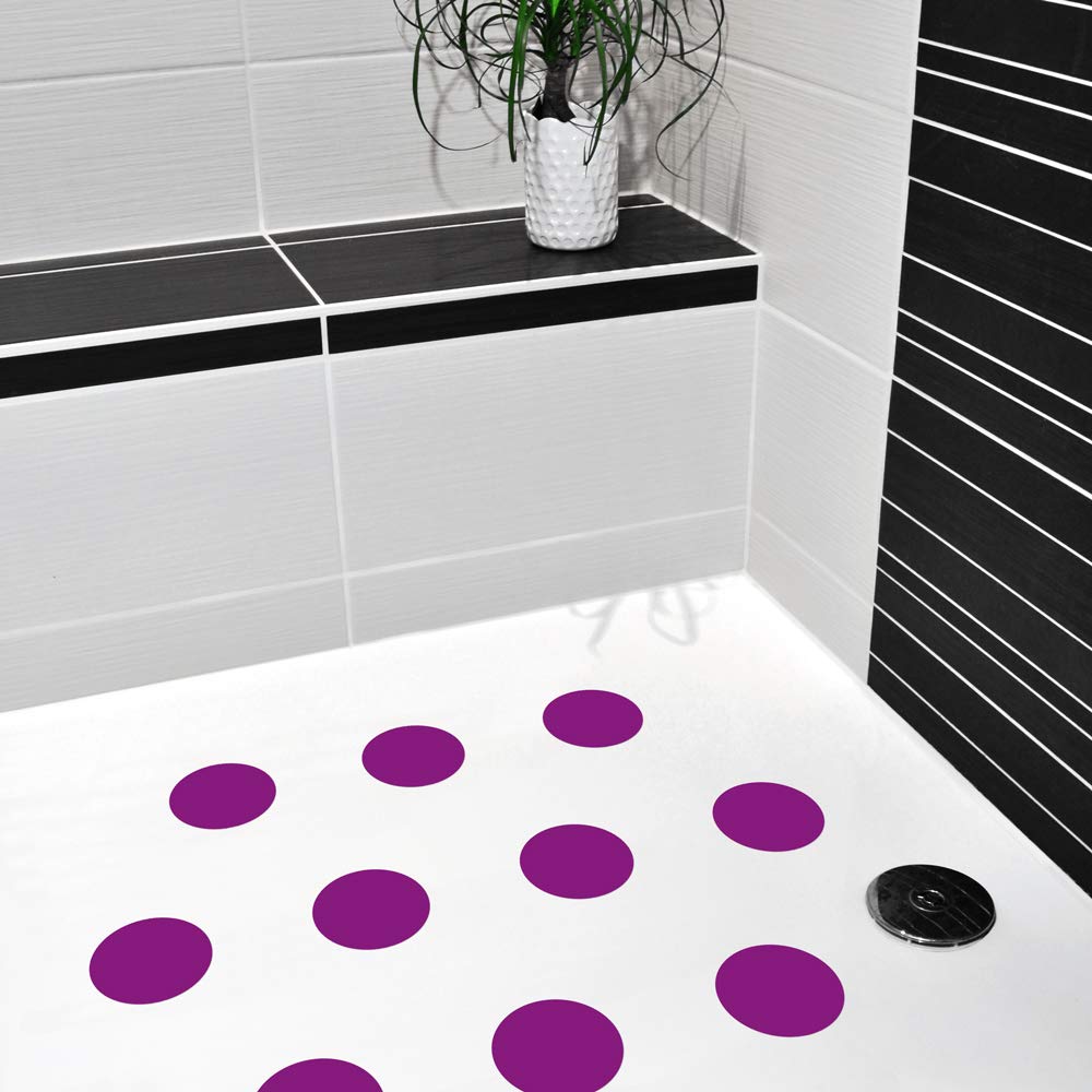 AnTina TAPES Purple Non-Slip Stickers as Pads for Shower and Bathtub, Sticker Certified Non-Slip & Self-Adhesive, as Bath Mat, Shower Mat (Pack of 10, 9 cm (Diameter), Purple)