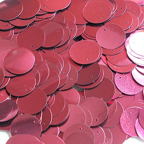 20mm Flat Round Sequins Red Wine Burgundy Metallic Loose paillettes. Embroidery, bridal, display, arts, crafts, embellishment. Made in USA.