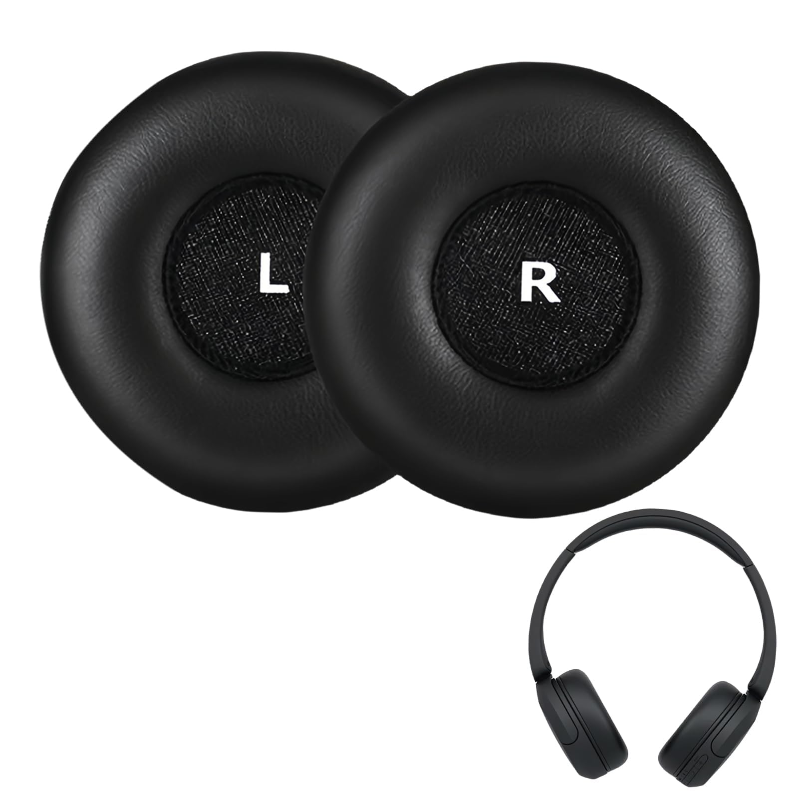 70mm Earpads Replacement for Sony WH-CH500/510/520, MDR-ZX330BT/ZX310/ZX300/ZX110/ZX600, MDR-V150/V200/V250/V300/V400, and JBL Tune 500BT Headsets - Black 2 Pack