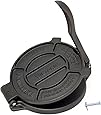 Victoria 8 Inch Cast Iron Tortilla Press. Tortilla Maker, Flour Tortilla press, Rotis Press, Dough Press, Pataconera Seasoned with Flaxeed Oil, Black -