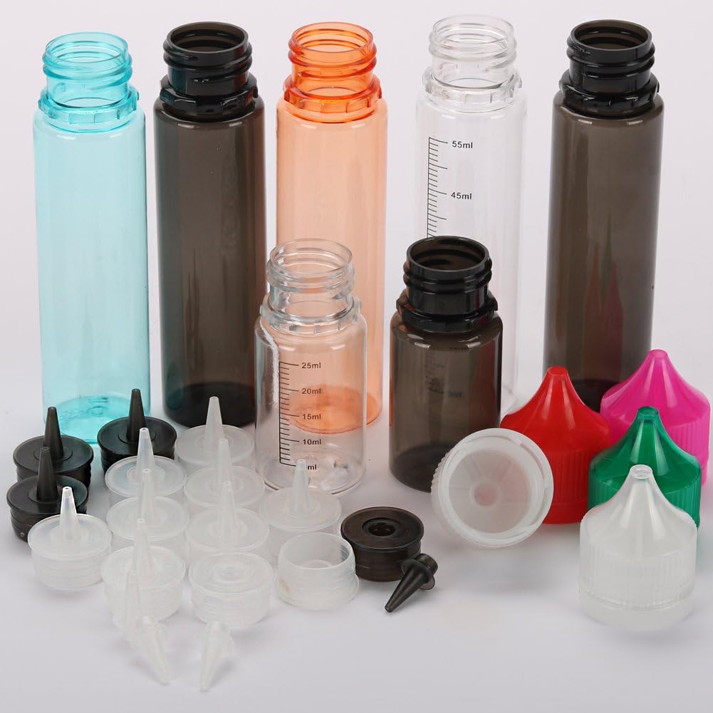 10pcs 60ml Soft PET Unicorn Dropper bottle liquid refill bottle liquid applicator Bottle (Black Bottle+Black Cap, 60ml x 10pcs): Kitchen & Dining