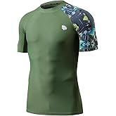 ADOREISM Men's Rash Guard Short Sleeve Quick-Dry UPF 50+ Sun Protection Compression Swim Shirts for Men