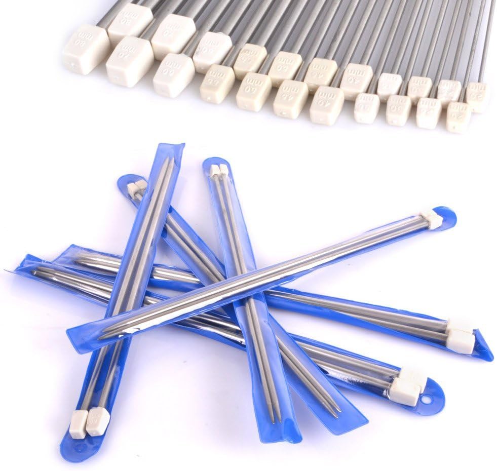 Reelva 11 works (22 Pcs) of 14" Stainless Steel Single Pointed Knitting Needles Kit Set 2.0mm 2.5mm 3.0mm 3.5mm 4.0mm 4.5mm 5.0mm 5.5mm 6.0mm 7.0mm 8.0mm- 36cm - Image 3