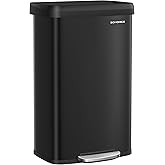 SONGMICS Kitchen Trash Can, 21 Gallon (80 L) Stainless Steel Garbage Can, with Stay-Open Lid and Step-on Pedal, Soft Closure, Tall, Large and Space-Saving, Black ULTB534B01