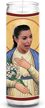 Amazon Com Crying Kim Celebrity Prayer Candle Funny Saint Candle 8 Inch Glass Prayer Votive 100 Handmade In Usa Novelty Celebrity Gift Home Improvement