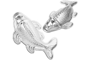 Cabilock 2pcs Creative Baking Mold Carp Cake Pan Aluminum Cake Mould Fish Shape Pan Koi Fish Mold Silver