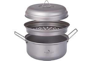 Boundless Voyage Titanium Steamer Stockpot Set with Lid Ultralight Outdoor Cooking Pot Camping Tea Tray Soup Pot Pan Mess Kit