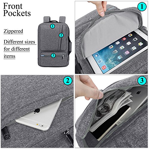 SOCKO 17 Inch Laptop Backpack with Side Handle and Shoulder Strap,Travel Bag Hiking Knapsack Rucksack College Student Shoulder Back Pack for Up to 17.3 Inches Laptop / Notebook Computer,Grey
