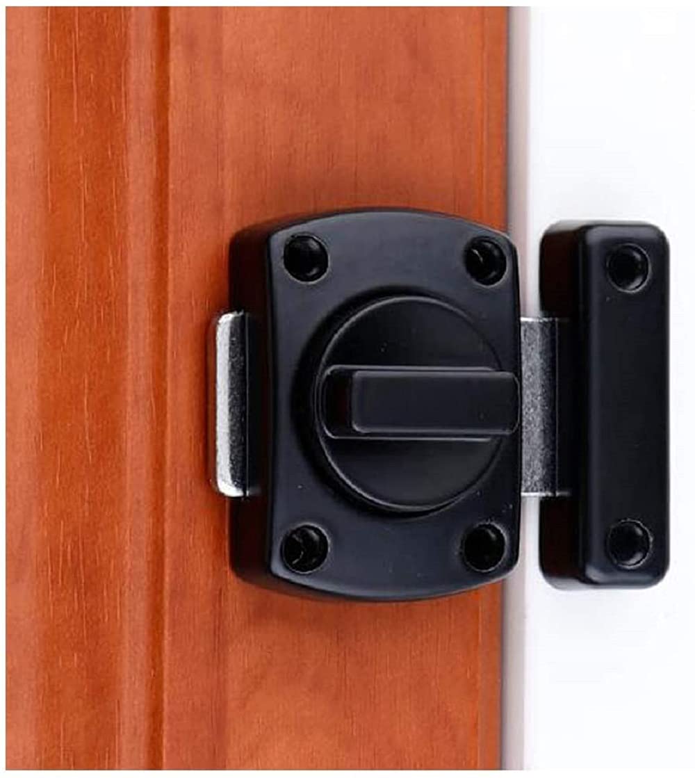 Bathroom Latch Rotate Bolt Gate Latch Door Lock, Matte Black (Black)